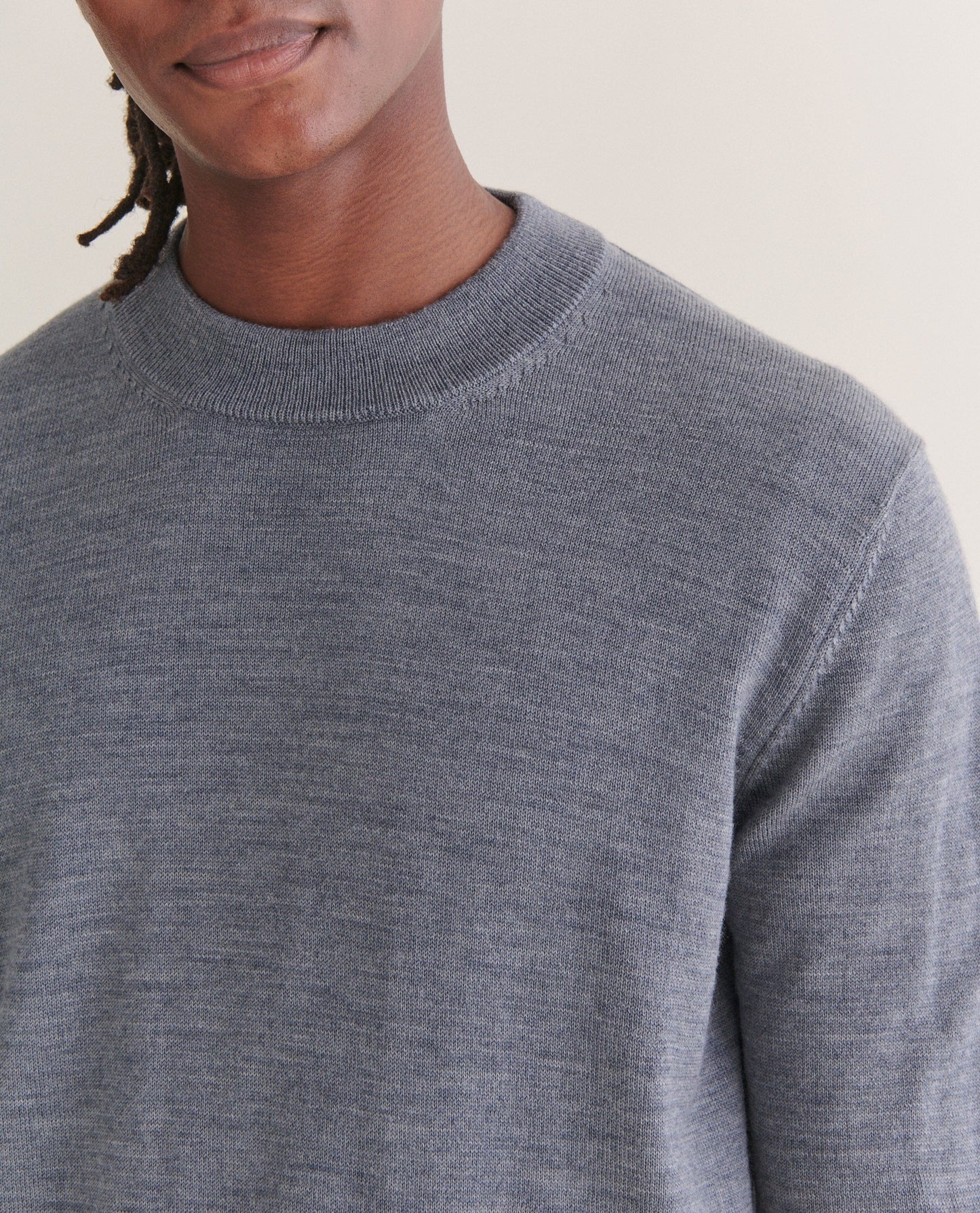 Men's Merino Mid-Weight Crew Neck Jumper - Medium Grey