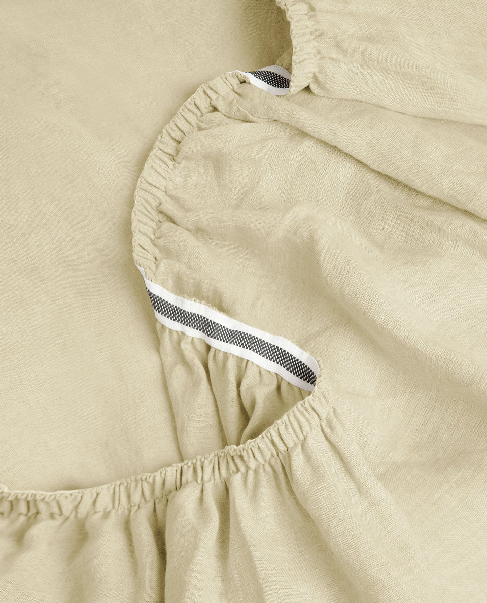 House of Grey European Flax™ Linen Fitted Sheet - Celery