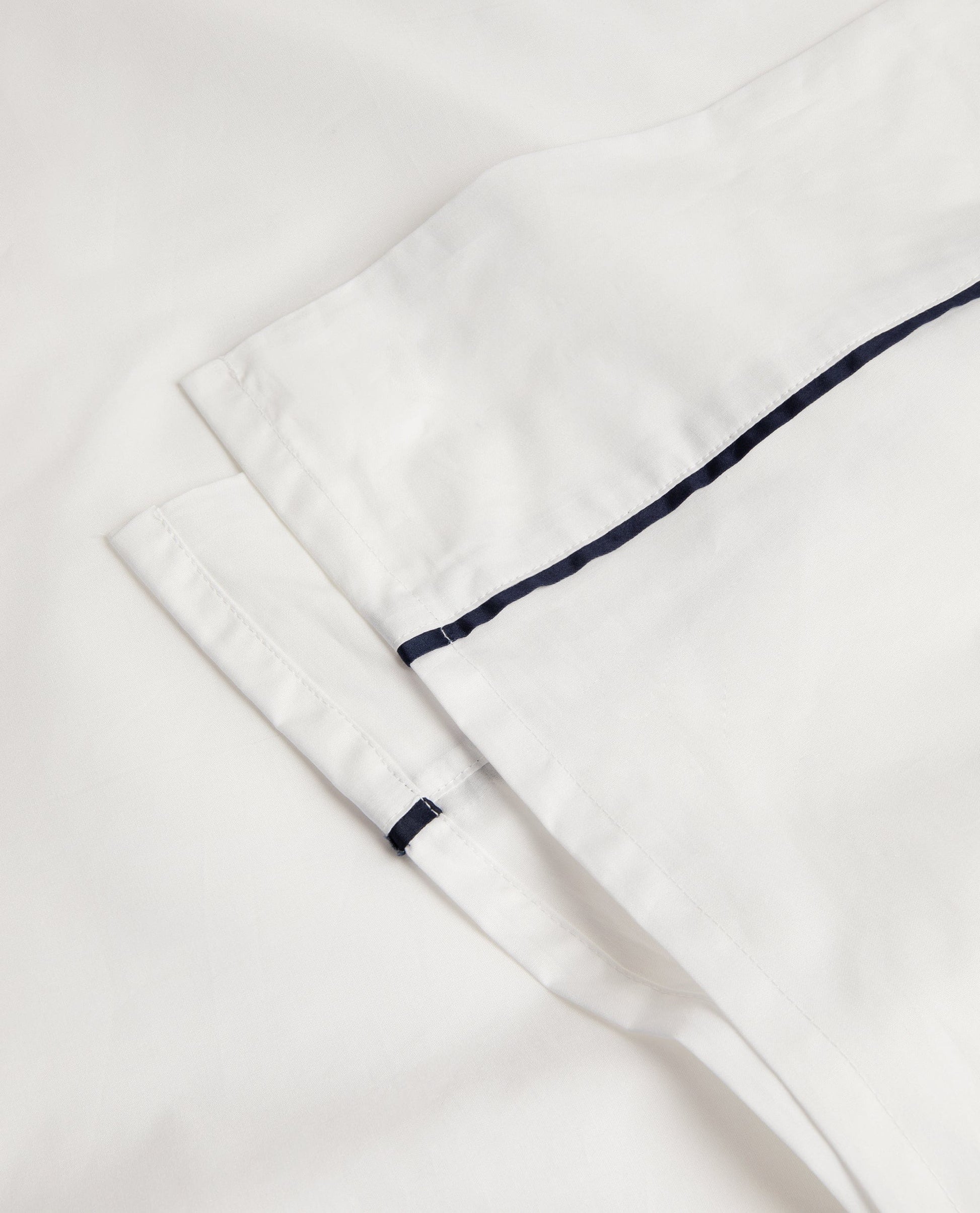 The Soft & Smooth Luxury Flat Sheet - White Navy Piping