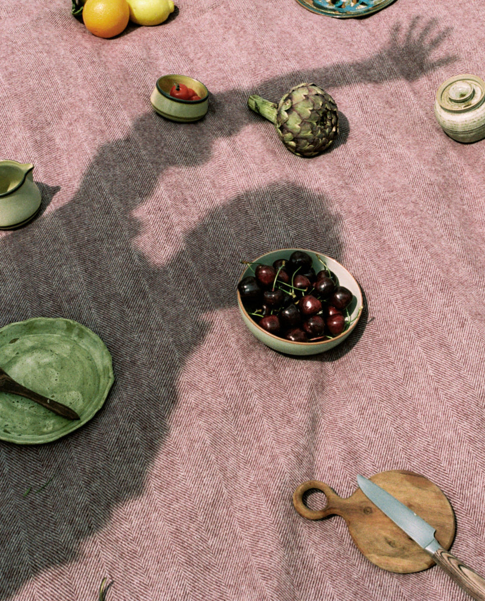 Merino Wool Waterproof Picnic Blanket - Aubergine