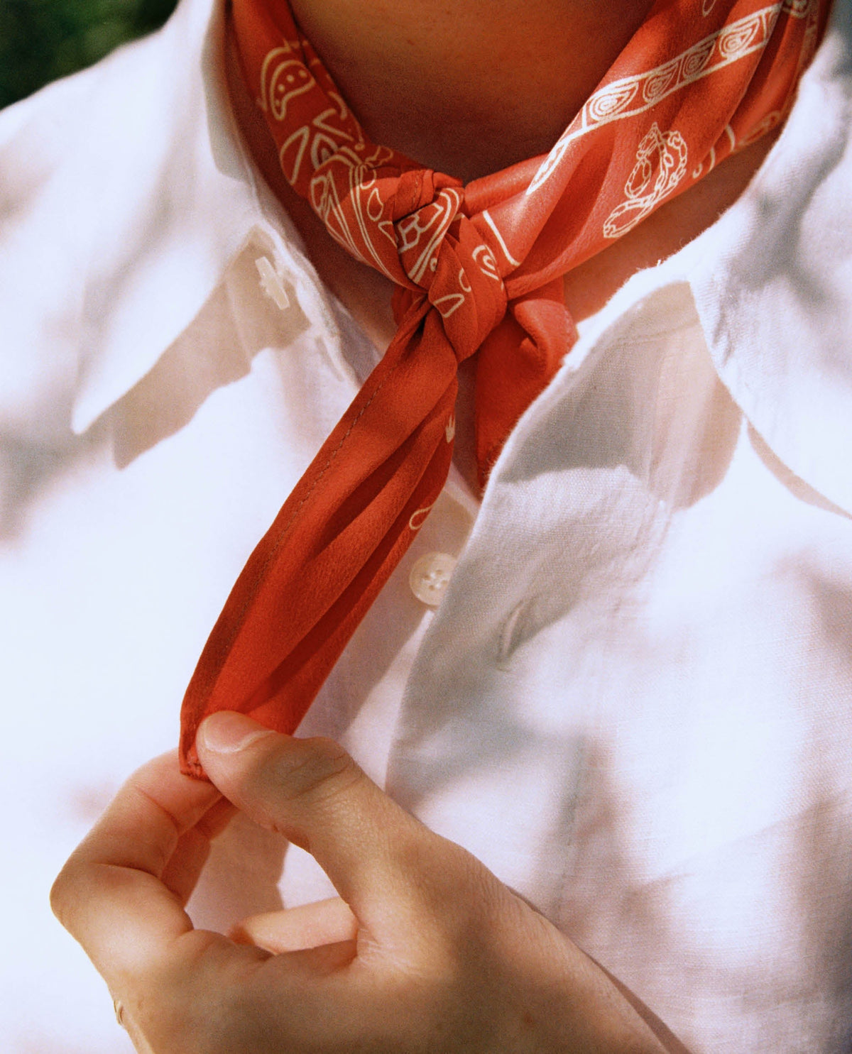 Silk Bandana - Citrus Red