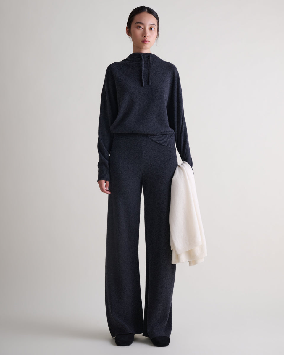 Women's Finest Cashmere Wide-Leg Trousers - Charcoal