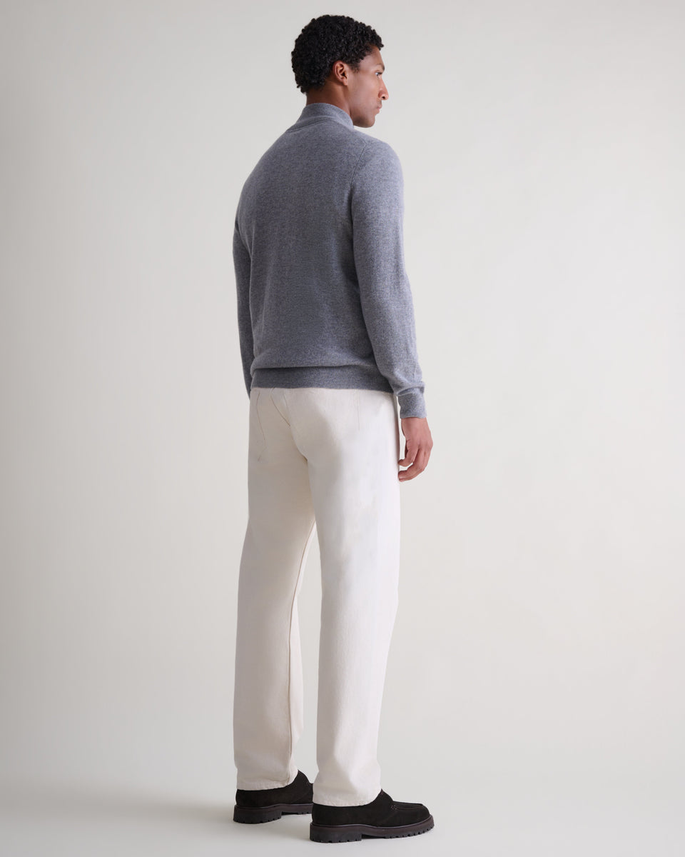 Men's Finest Cashmere 1/4 Zip Jumper - Mid Grey
