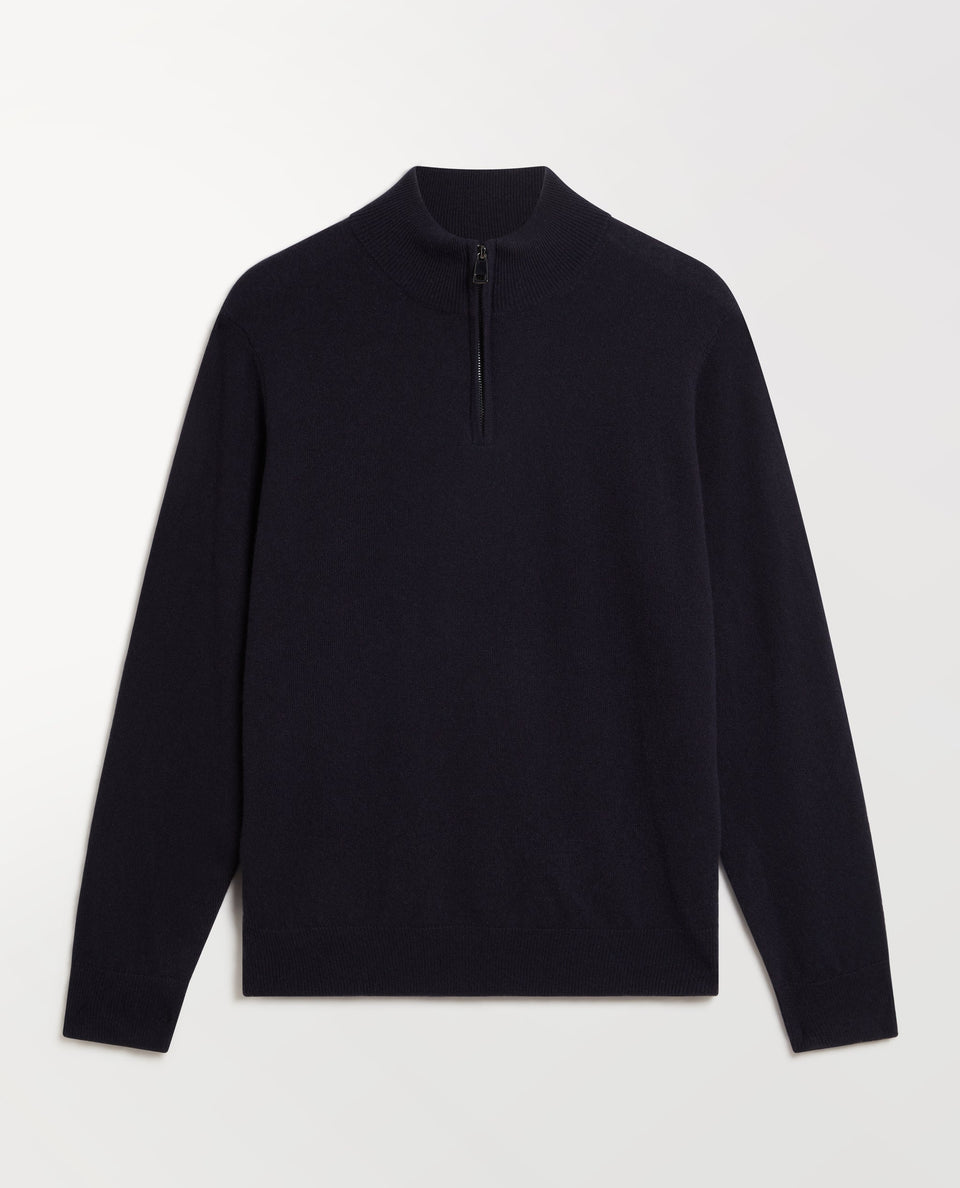 Men's Finest Cashmere 1/4 Zip Jumper - Mood Indigo