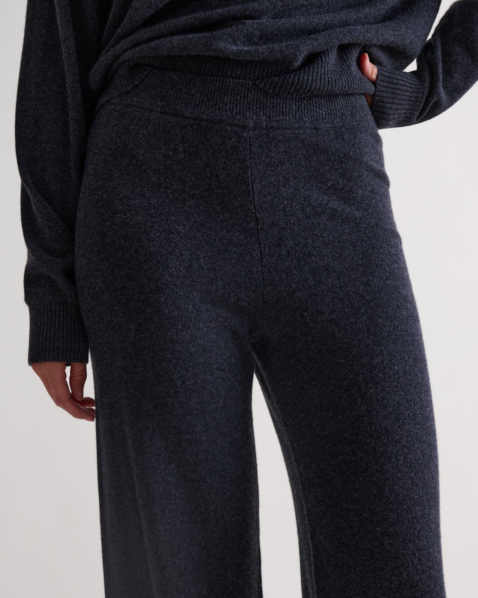 Women's Finest Cashmere Wide-Leg Trousers - Charcoal