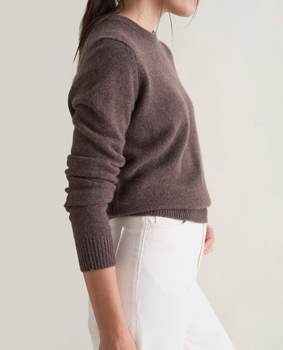Women's Finest Cashmere Mid-Weight Crew Neck Jumper - Chocolate
