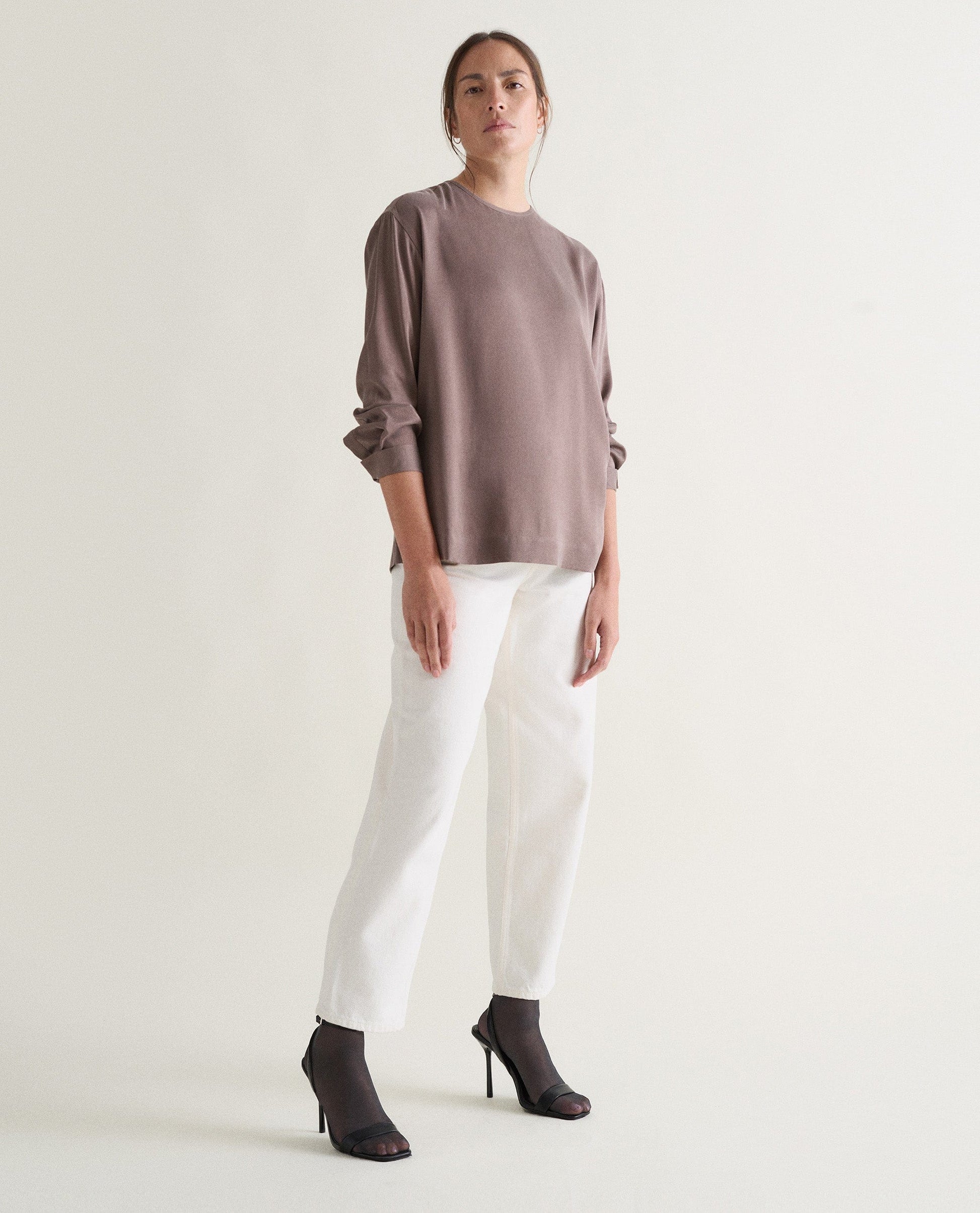 Women's Drop Shoulder Easy-Silk Top - Bitter Chocolate