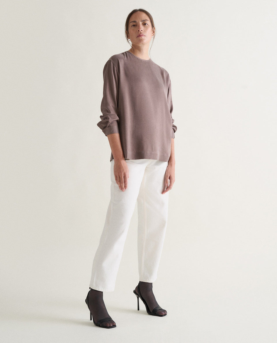 Women's Drop Shoulder Easy-Silk Top - Bitter Chocolate