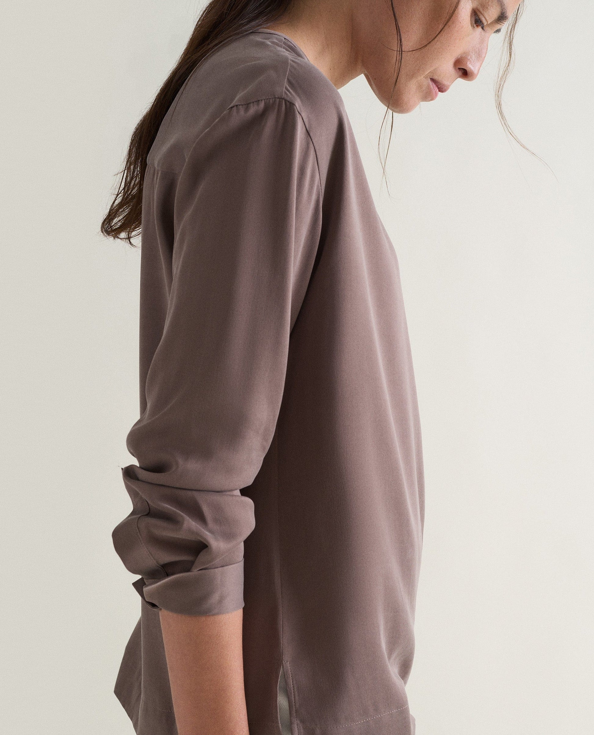Women's Drop Shoulder Easy-Silk Top - Bitter Chocolate