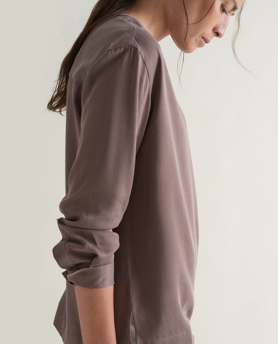 Women's Drop Shoulder Easy-Silk Top - Bitter Chocolate