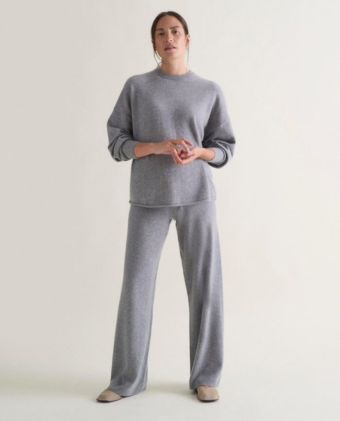 Medium Grey - Women's Finest Cashmere Wide-Leg Trousers