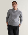 Medium Grey - Women's Cashmere Merino V Neck Jumper