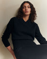 Black - Women's Cashmere Merino V Neck Jumper