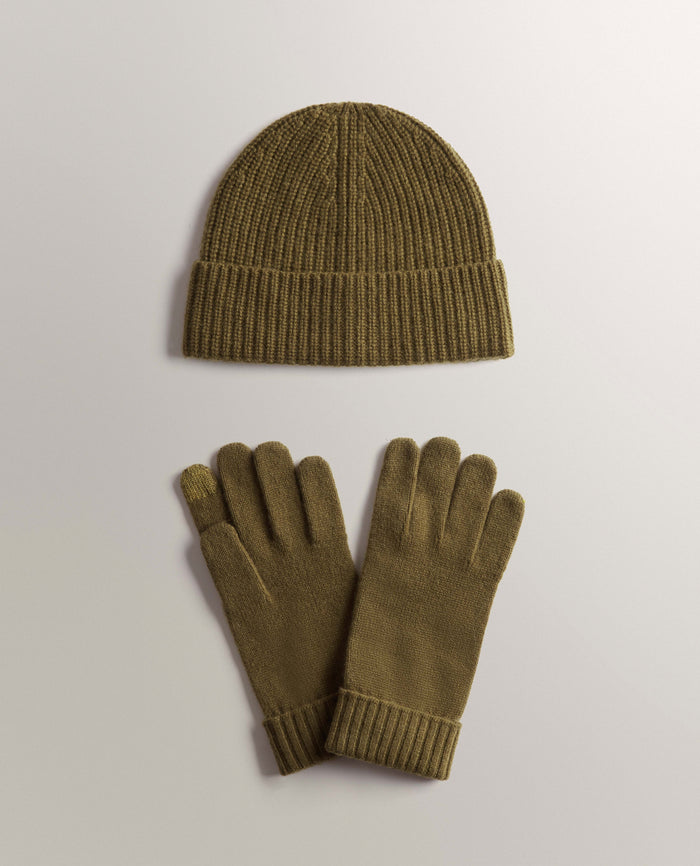 Olive - Men's Beanie & Gloves Bundle