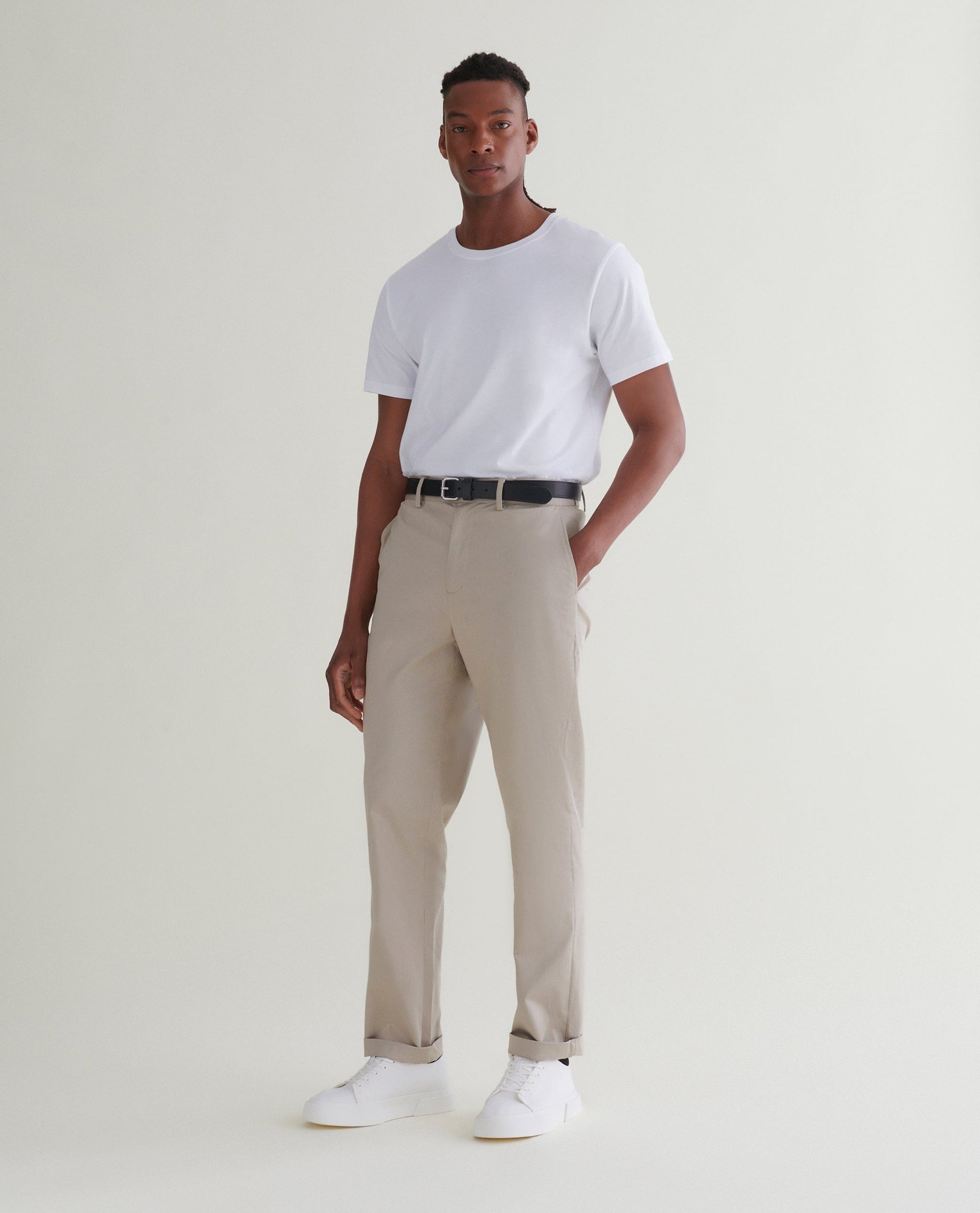 Men's Essential Cotton Trousers - Stone