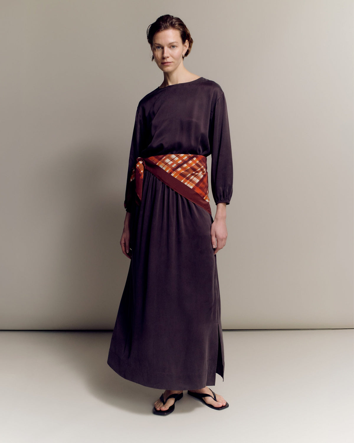 Women's Gathered Waist Easy-Silk Dress | Rise & Fall Women's Gathered Waist Easy-Silk Dress | Rise & Fall