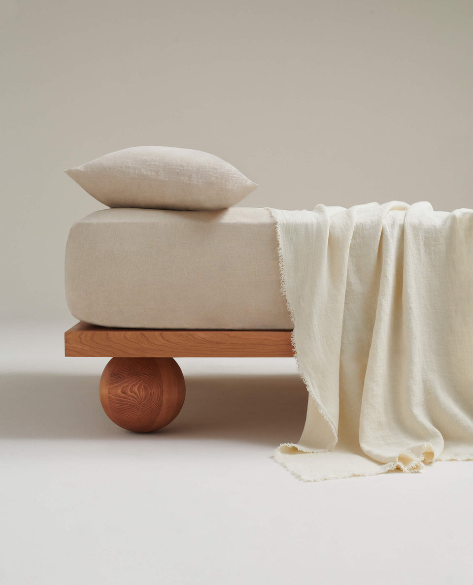 European Flax Linen Throw - Alabaster