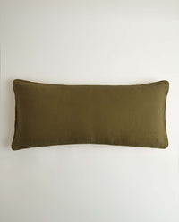 House of Grey Organic Cotton Muslin Lumbar Cushion Cover - Seaweed