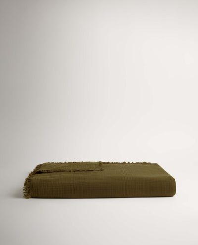 House of Grey Organic Cotton Muslin Throw - Seaweed
