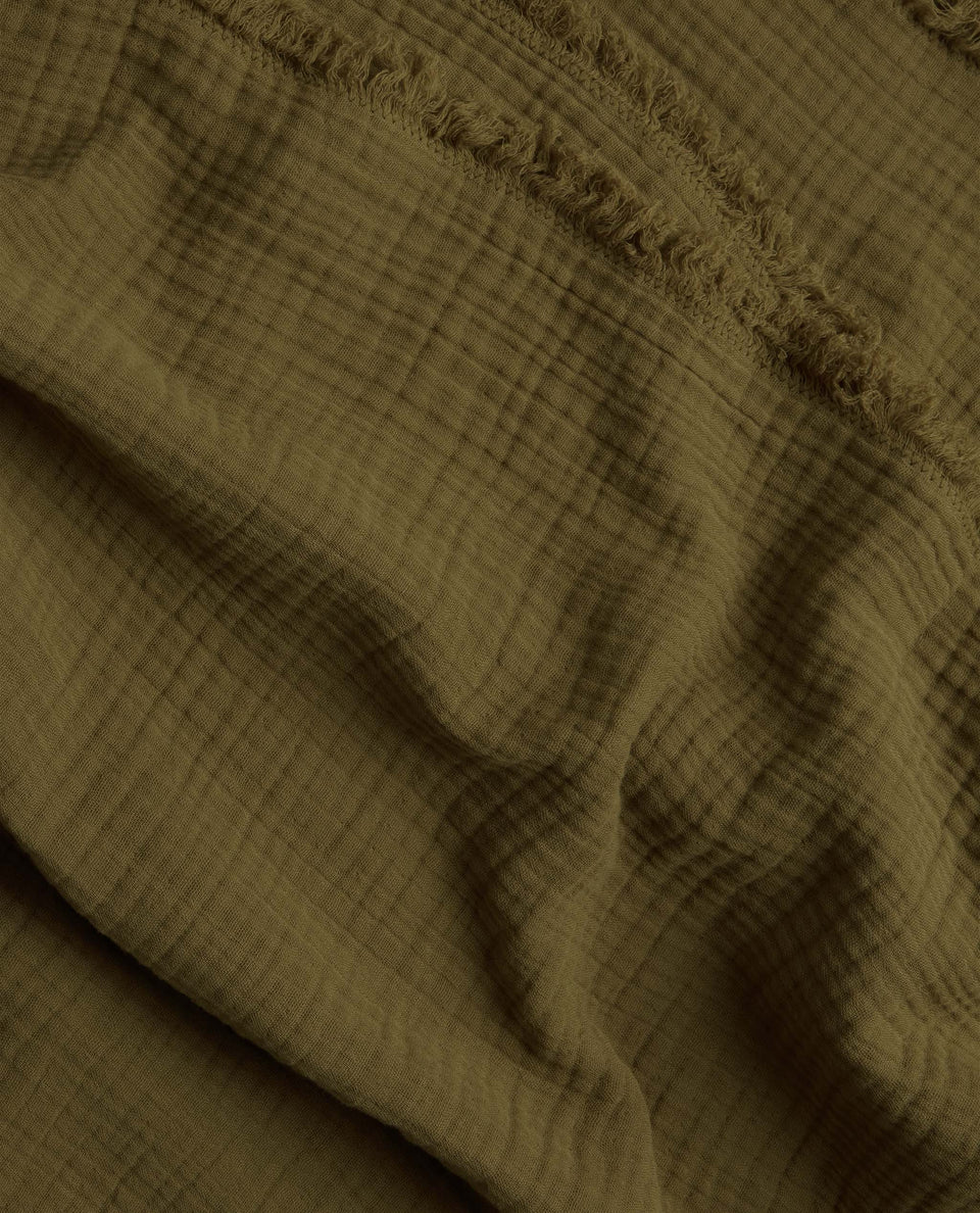 House of Grey Organic Cotton Muslin Throw - Seaweed