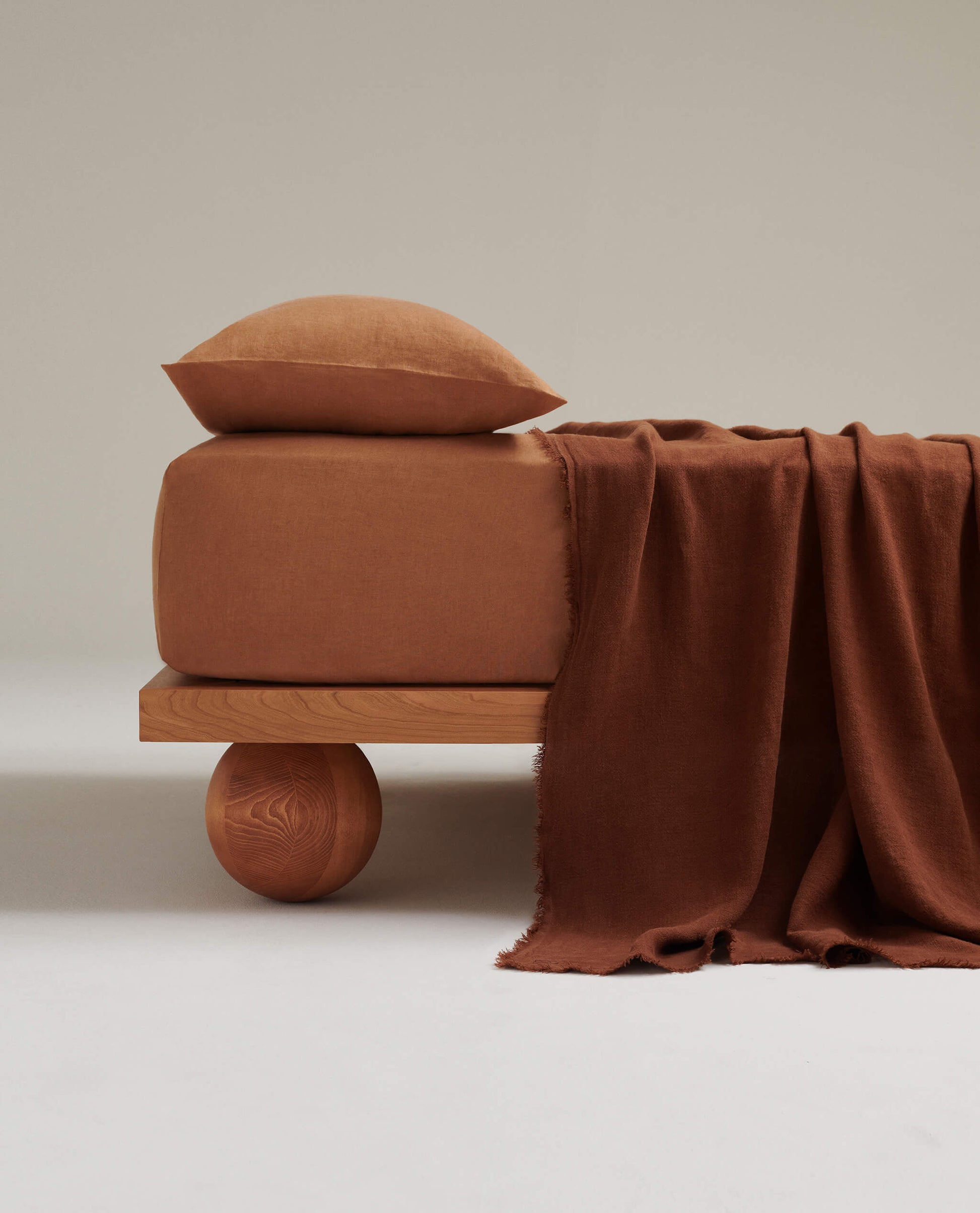 European Flax Linen Throw - Chestnut