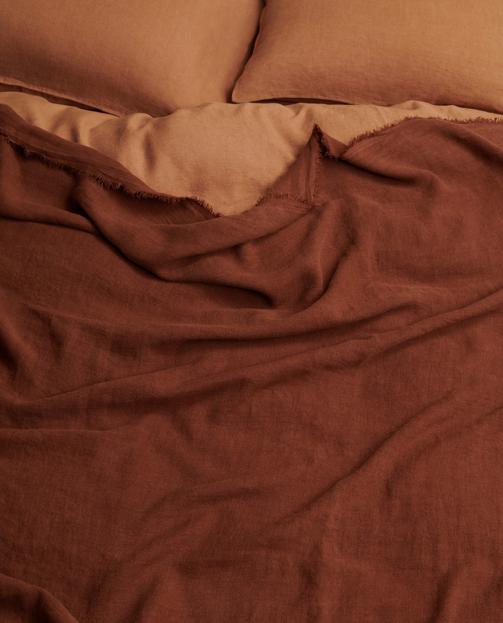 European Flax Linen Throw - Chestnut