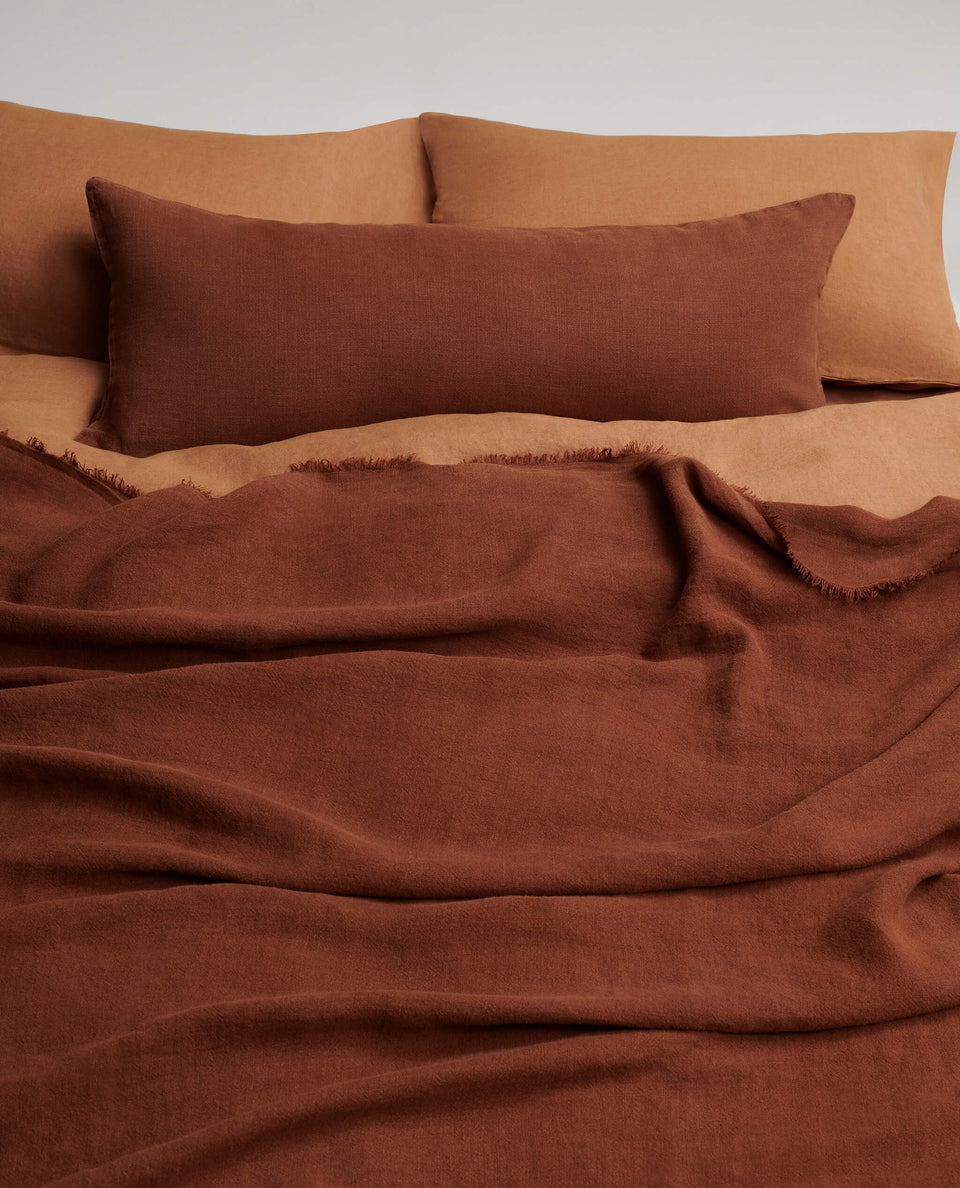 Piped Lumbar Cushion Cover - Chestnut