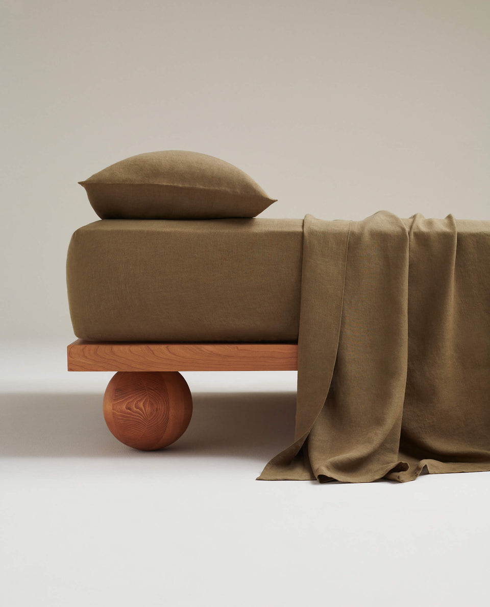 Relaxed & Refined Linen Flat Sheet - Olive