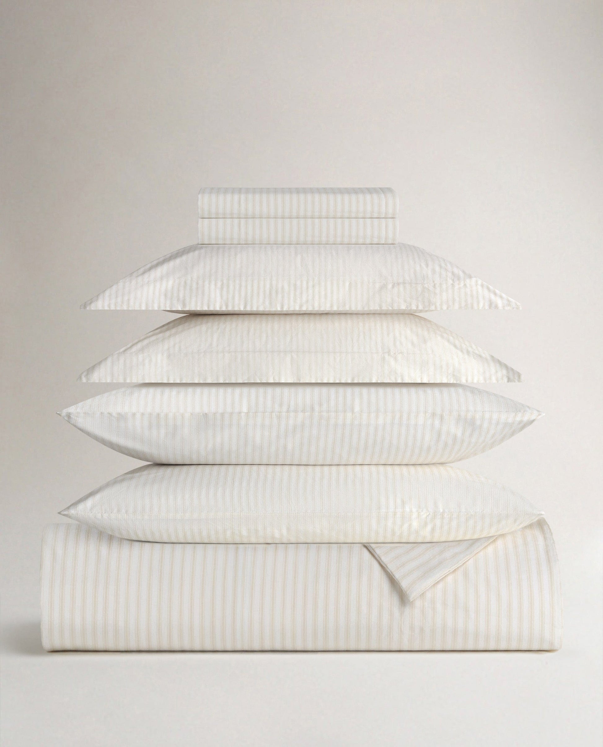The Crisp & Cool Organic Deluxe Bundle - Buttermilk Ticking Stripe - Single