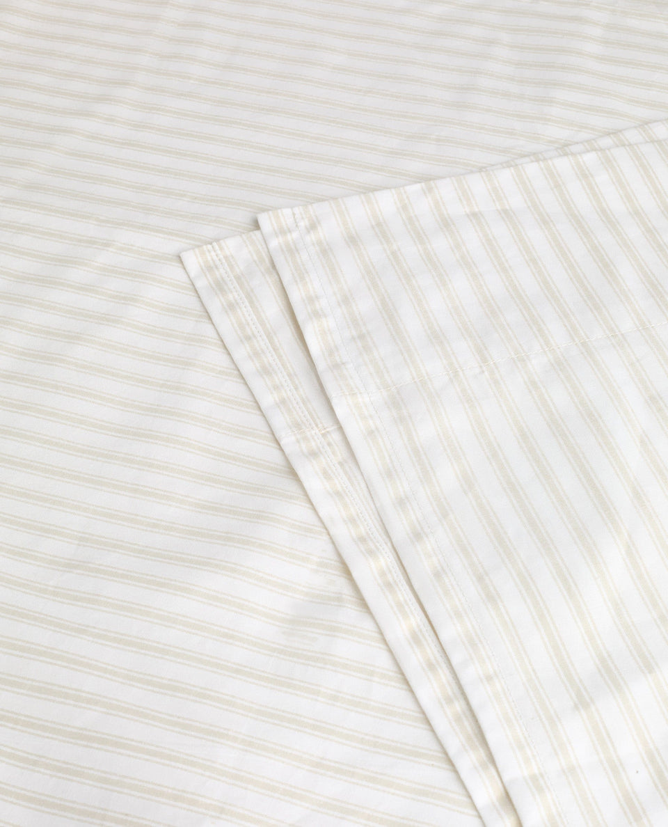 The Crisp & Cool Organic Luxury Flat Sheet - Buttermilk Ticking Stripe