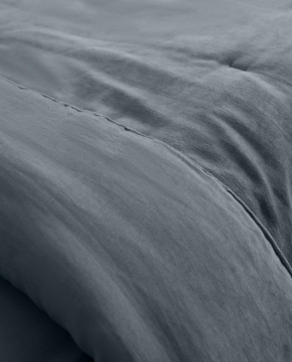 Organic Cotton Velvet Quilt - Mineral Blue