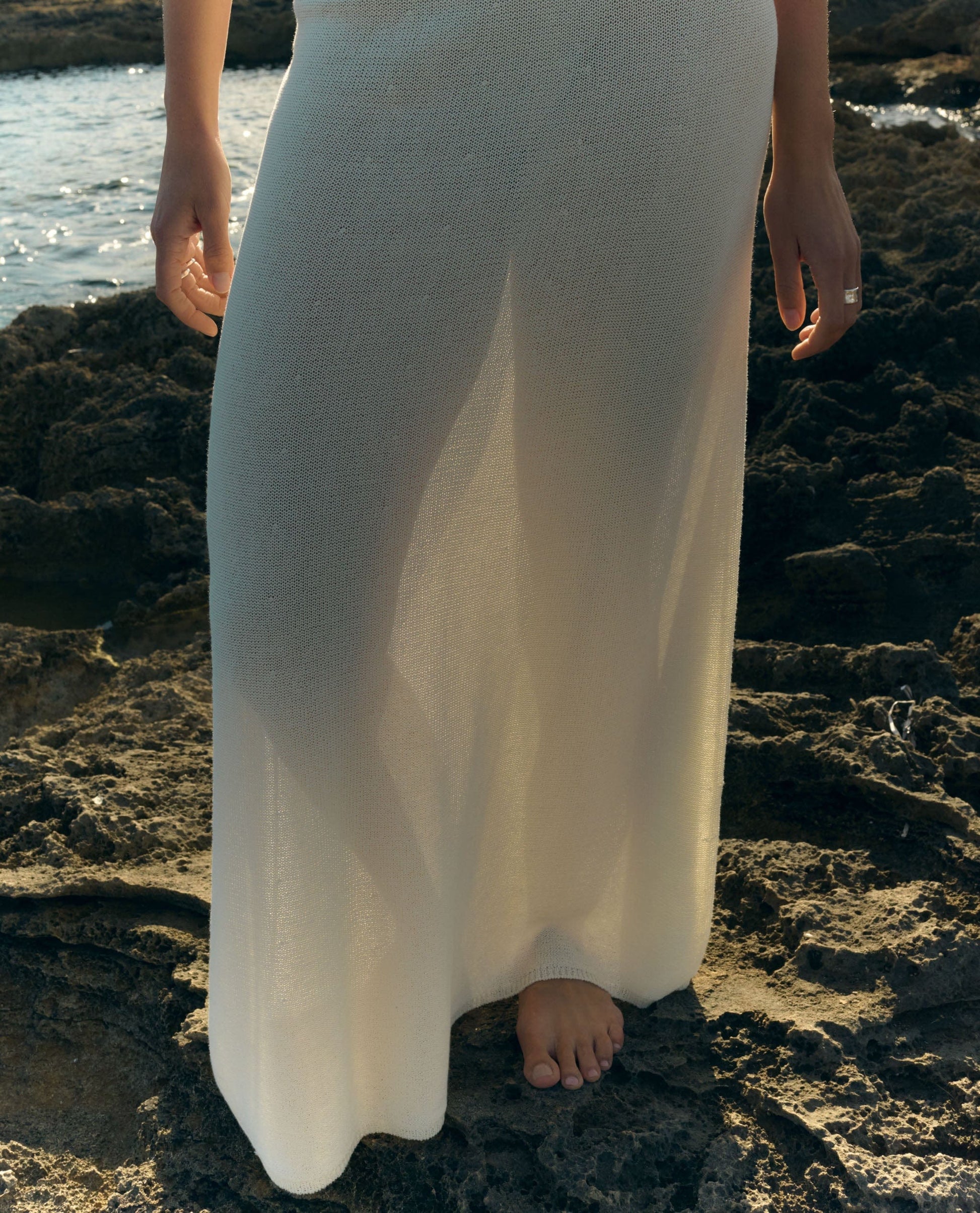 Women's Cotton Bouclé Knit Skirt - Parchment