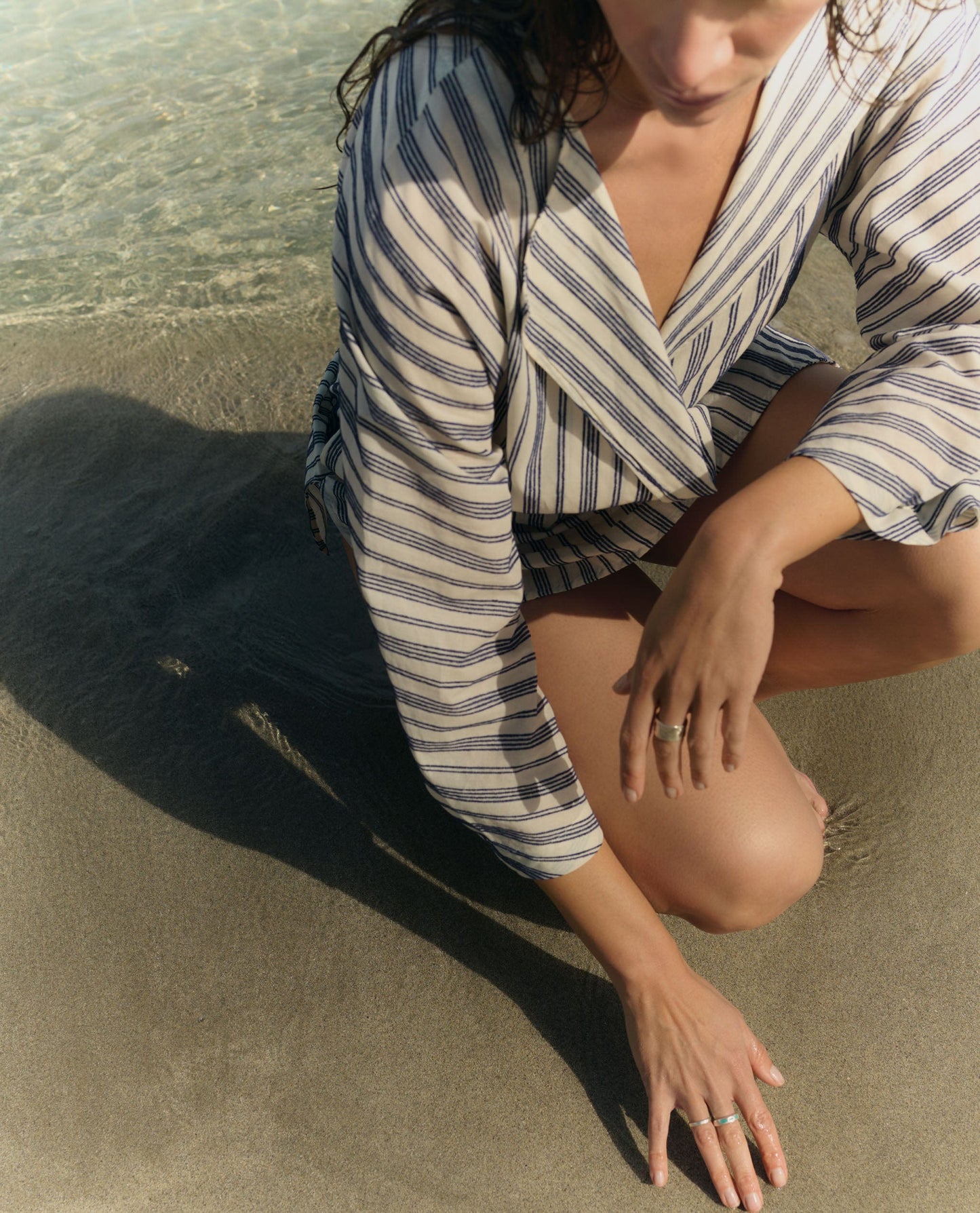 Women's Cotton Gauze Tunic Dress - Navy Stripe