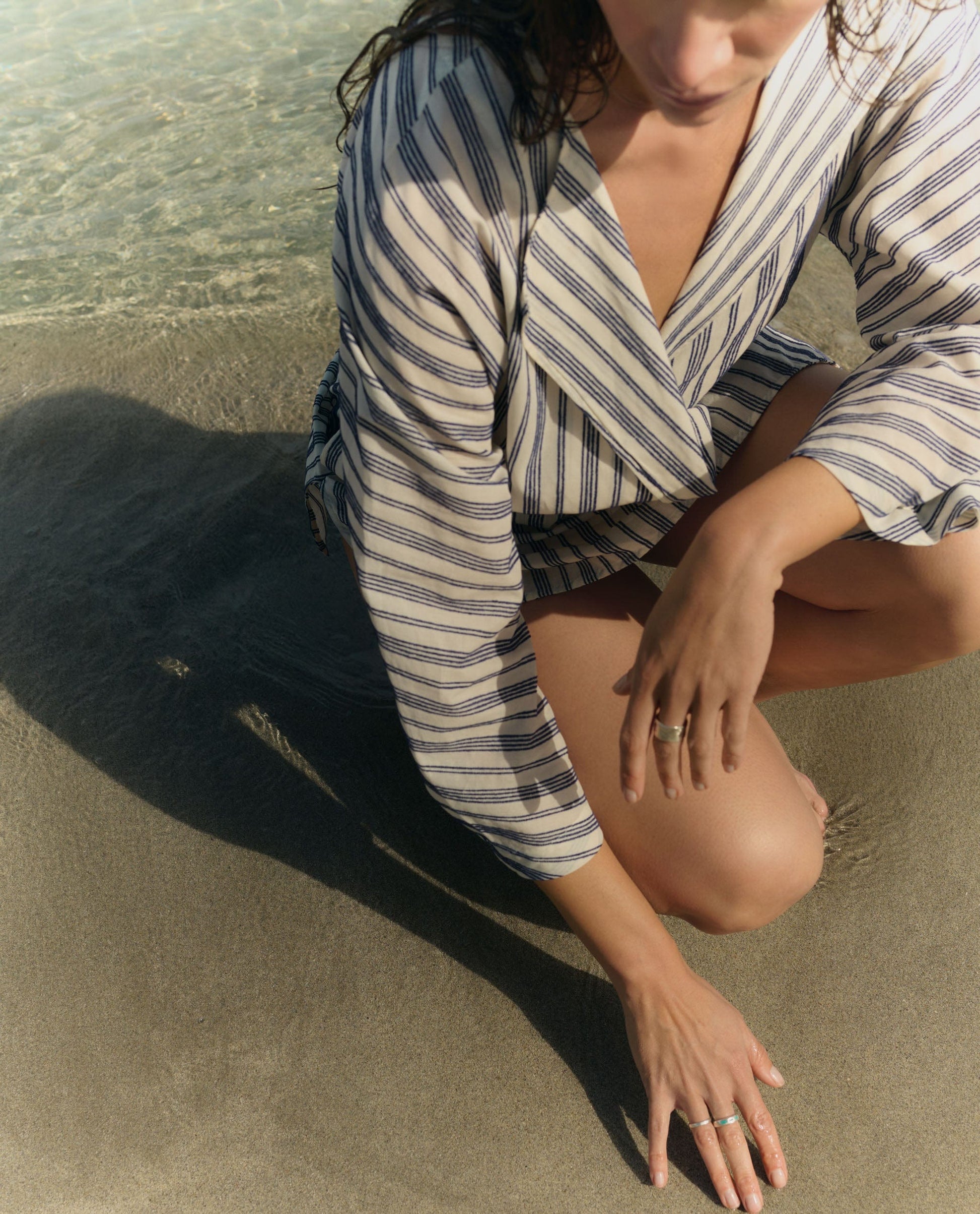 Women's Cotton Gauze Tunic Dress - Navy Stripe