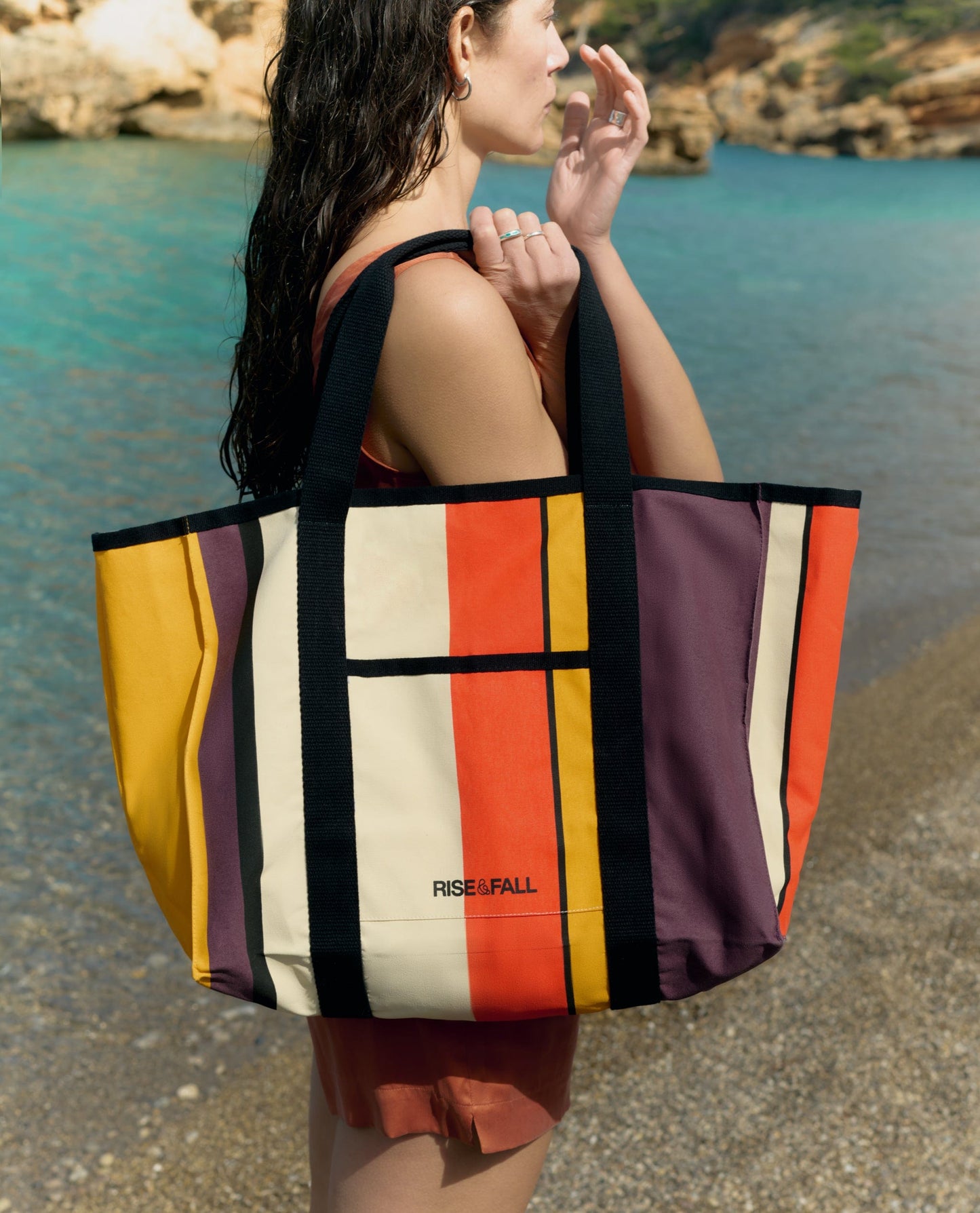 Canvas Striped Beach Bag