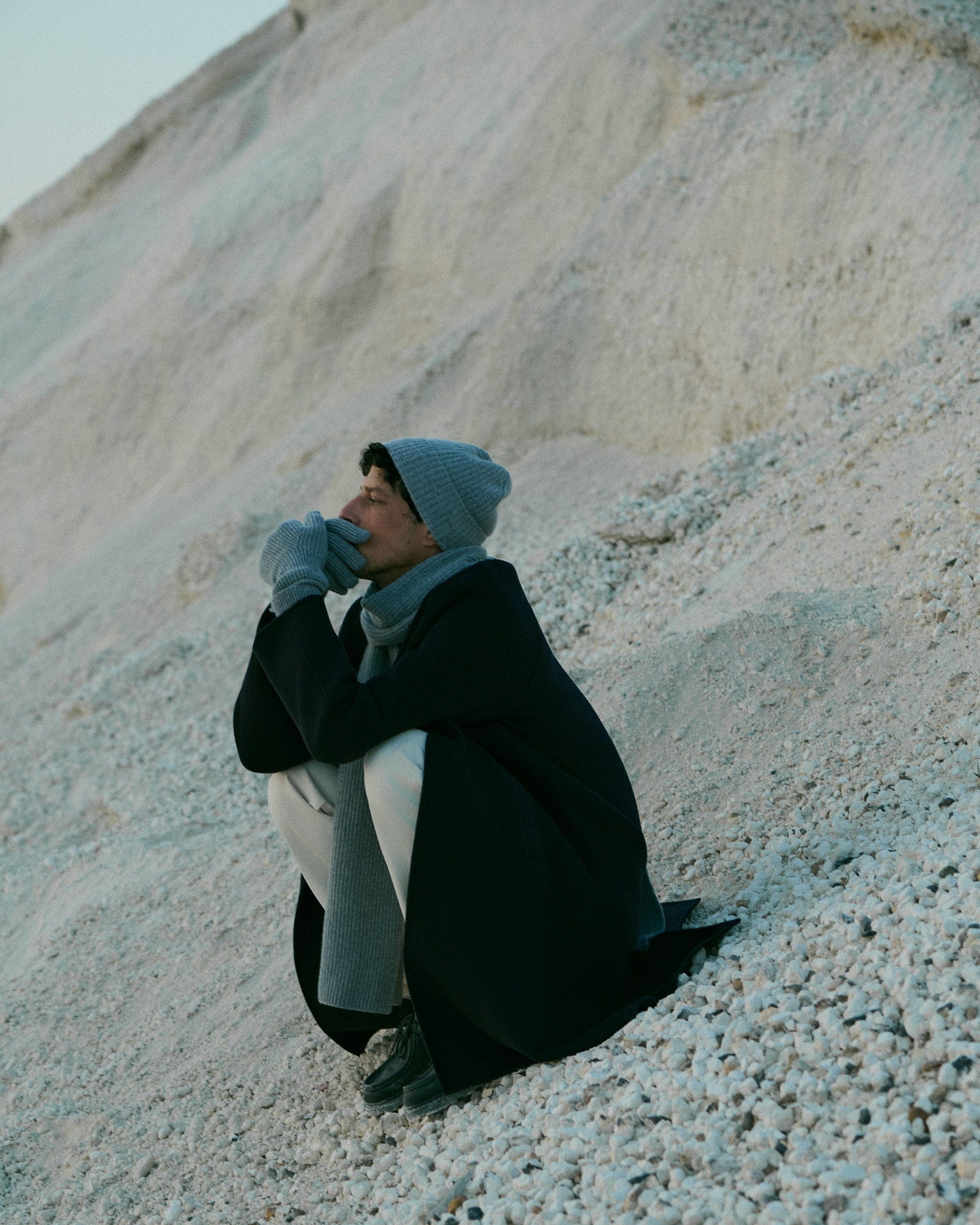 Men's Beanie & Scarf Set - Medium Grey