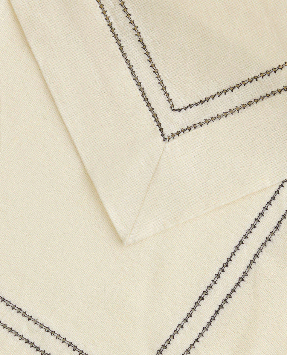 Linen Picotting Table Cloth - Alabaster