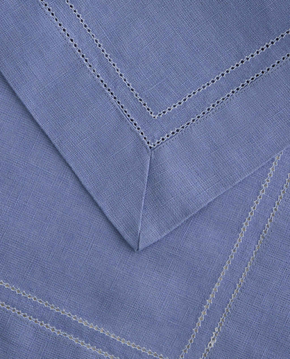 Linen Picotting Table Cloth - Denim Blue