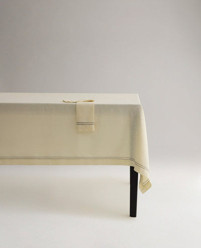 Linen Picotting Table Cloth - Alabaster