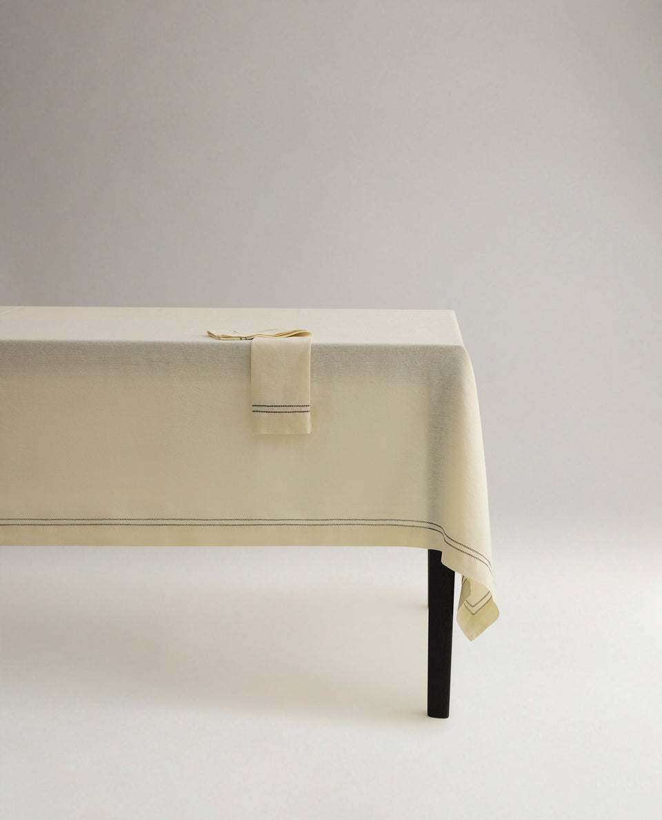 Linen Picotting Table Cloth - Alabaster