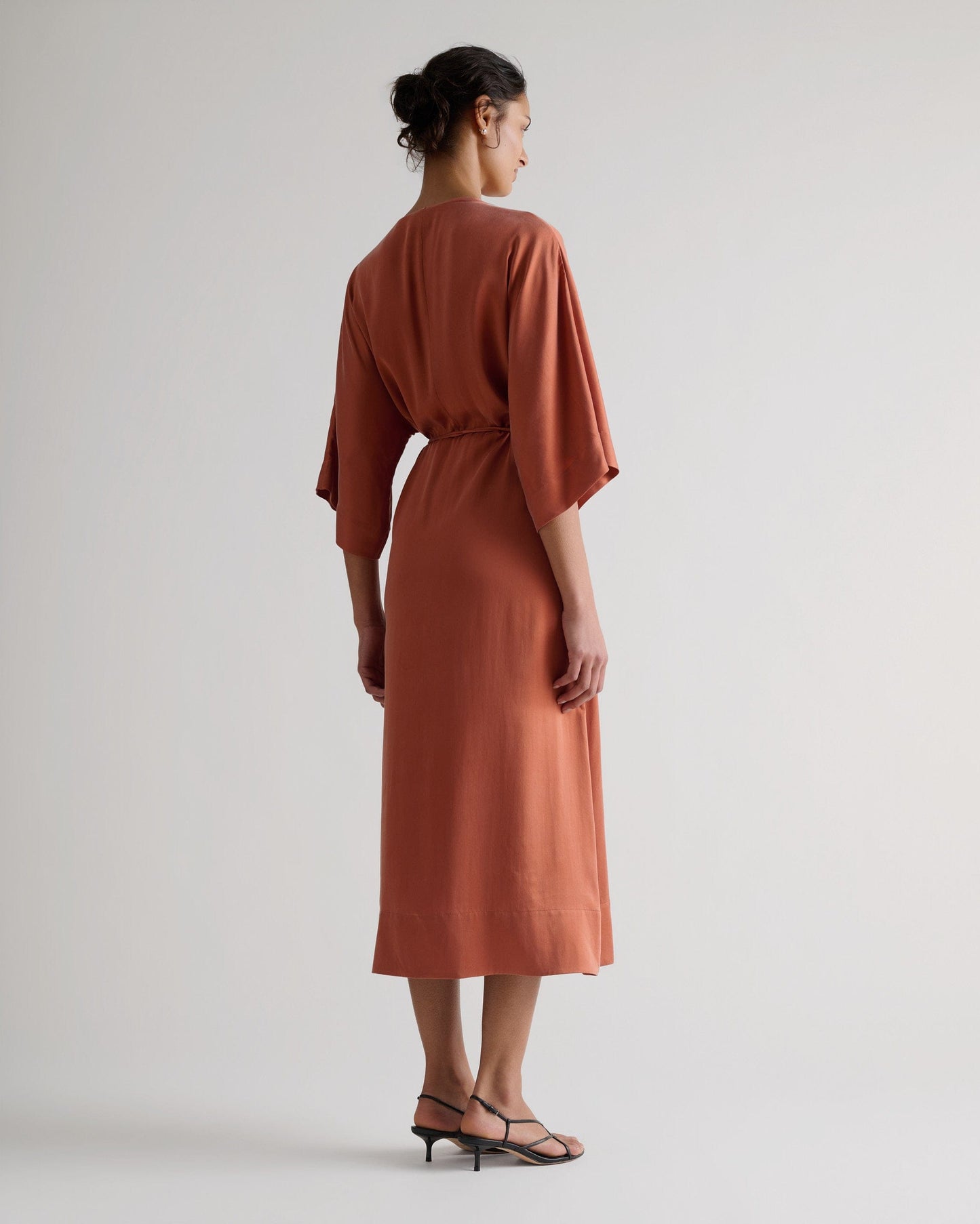 Women's Easy-Silk Robe Dress - Rust