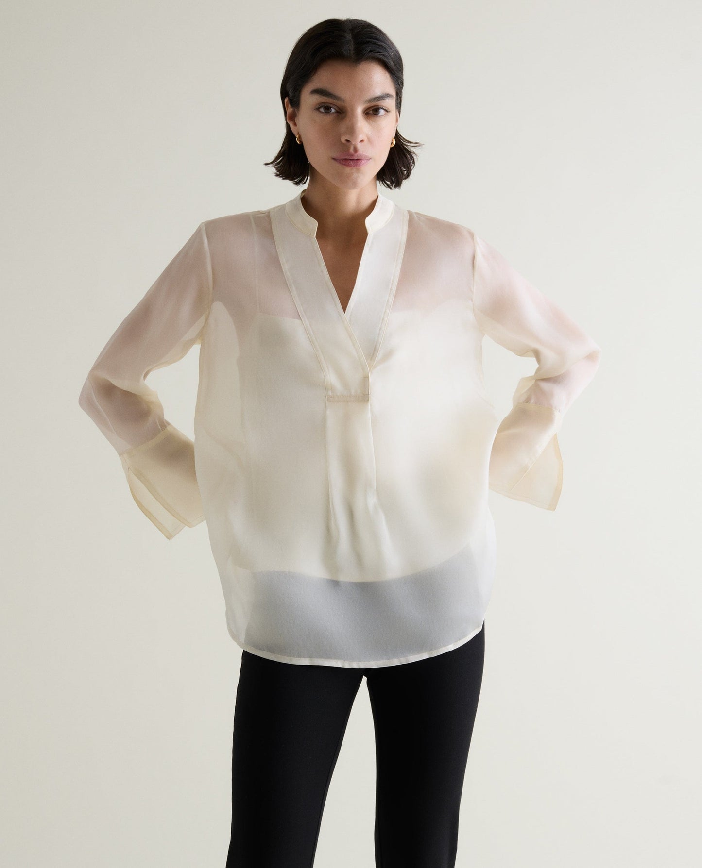 Women's Silk Organza Tunic Blouse - Shell