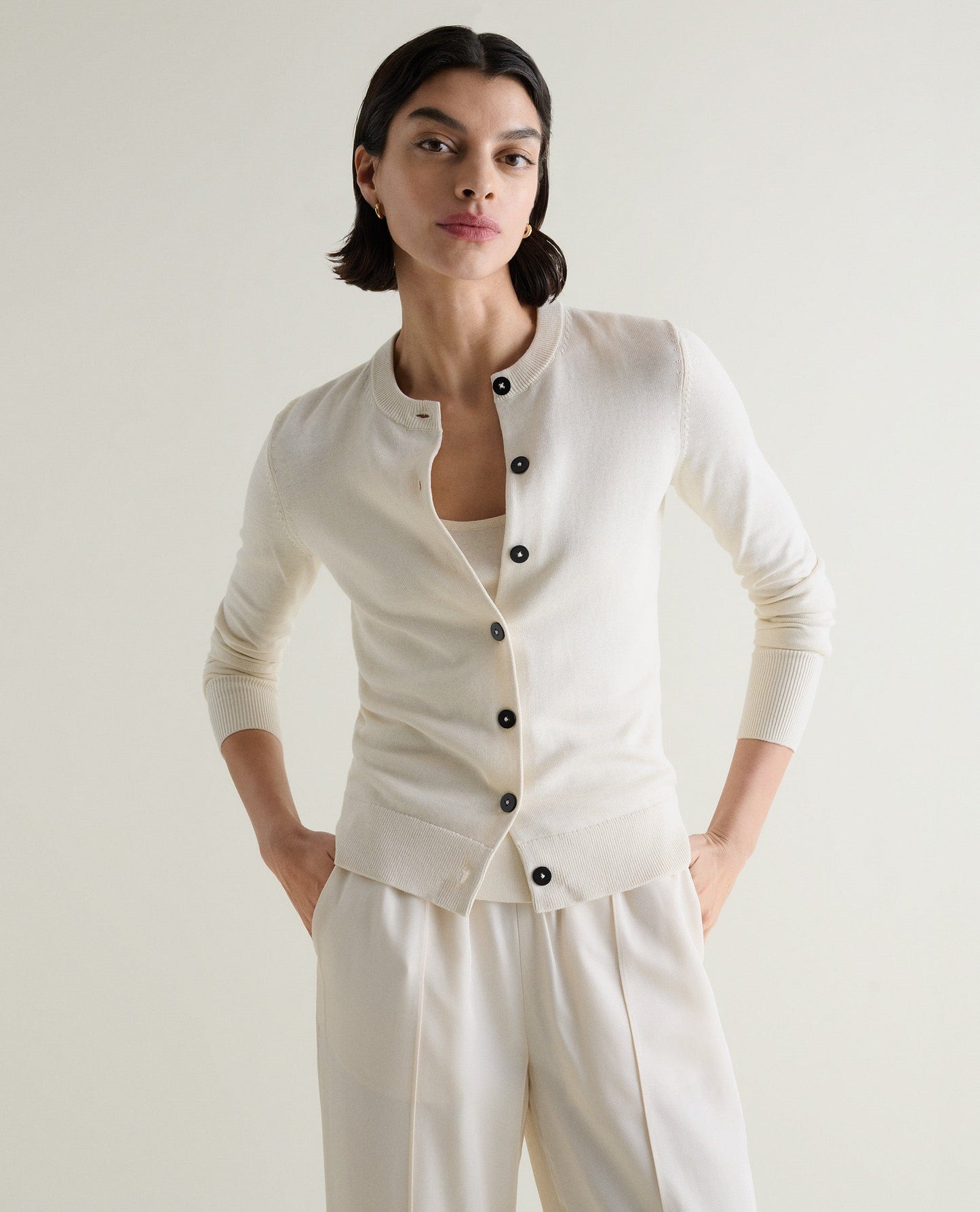 Women's Silk-Cotton Cardigan - Buttermilk