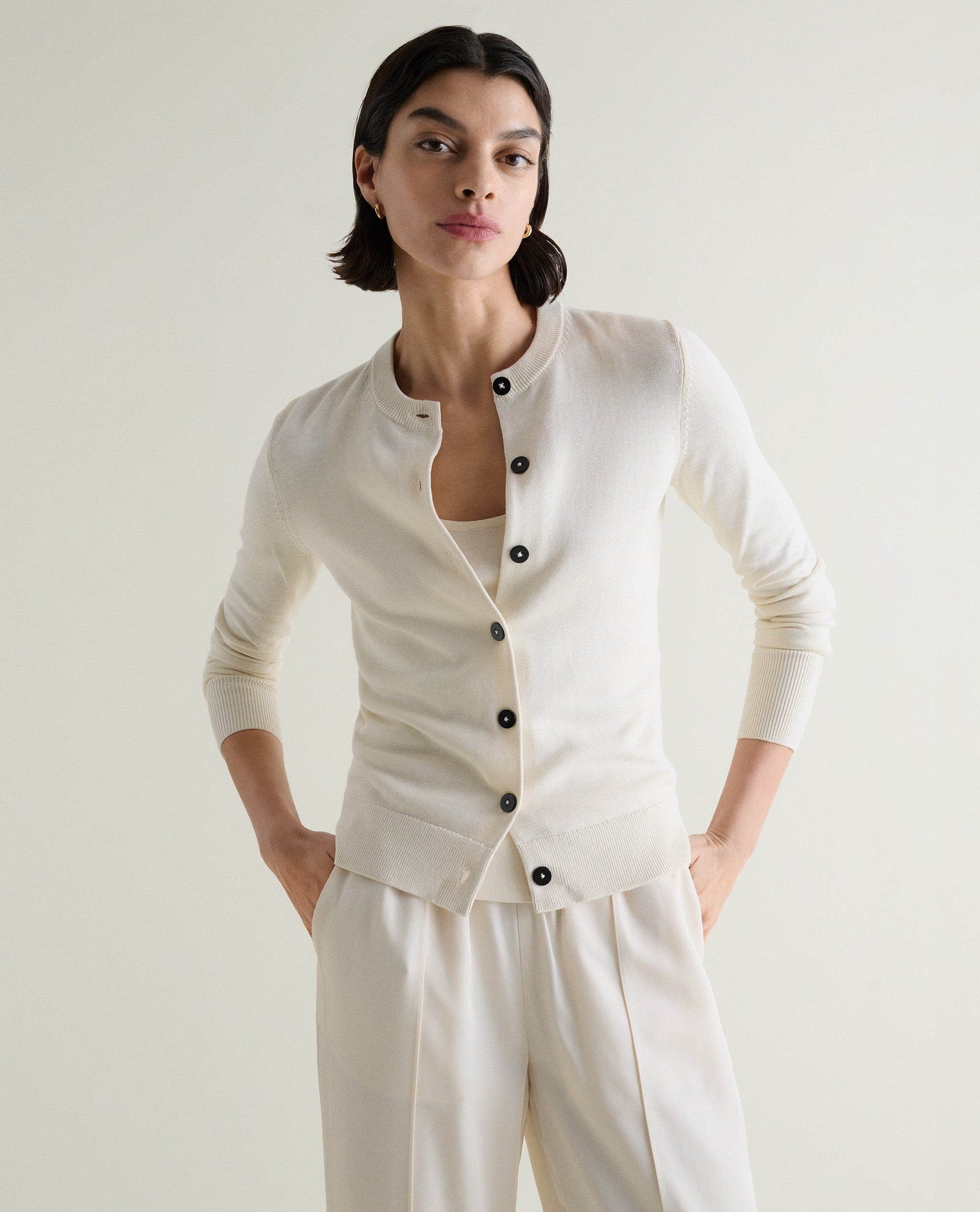 Women's Silk-Cotton Cardigan - Buttermilk