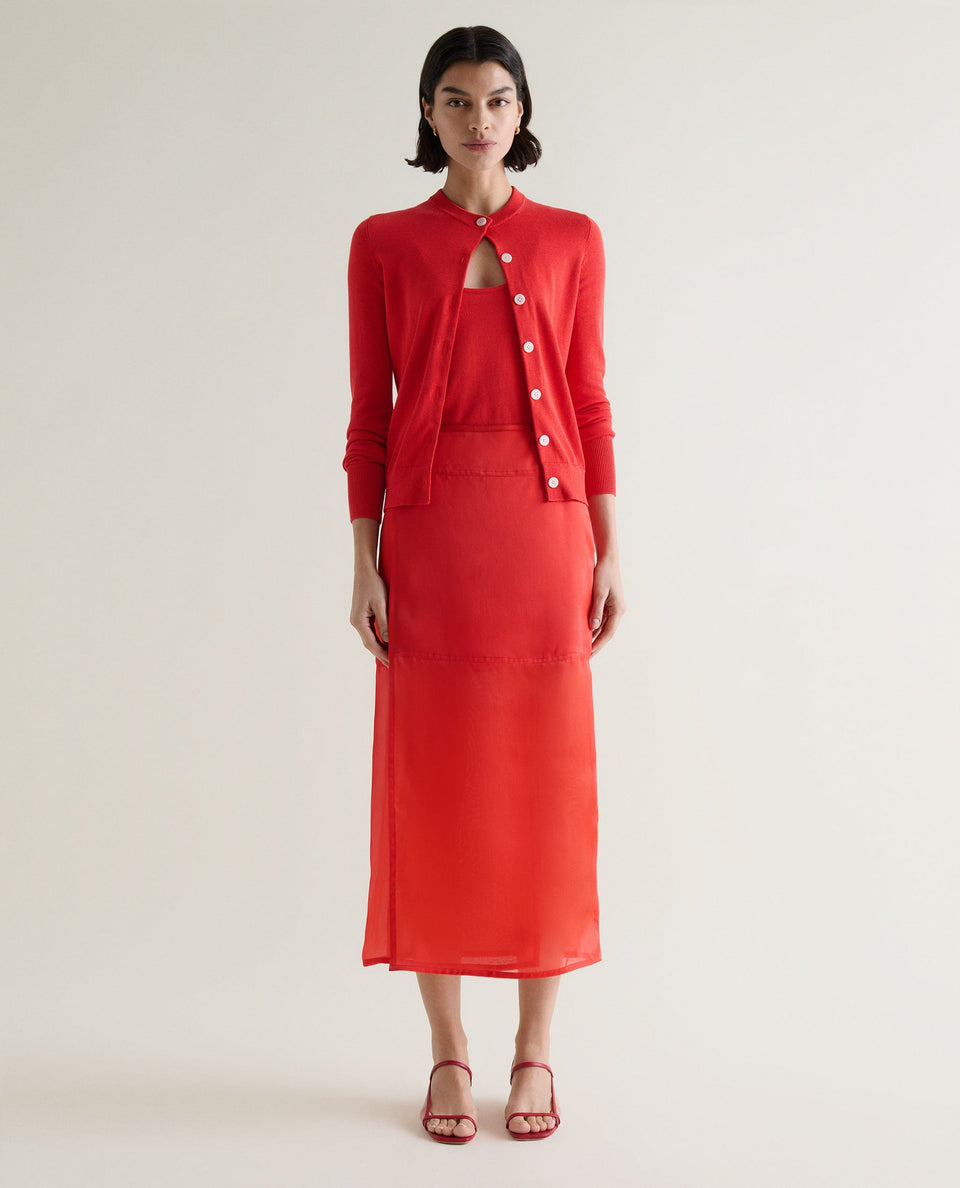 Women's Silk-Cotton Cardigan - Red