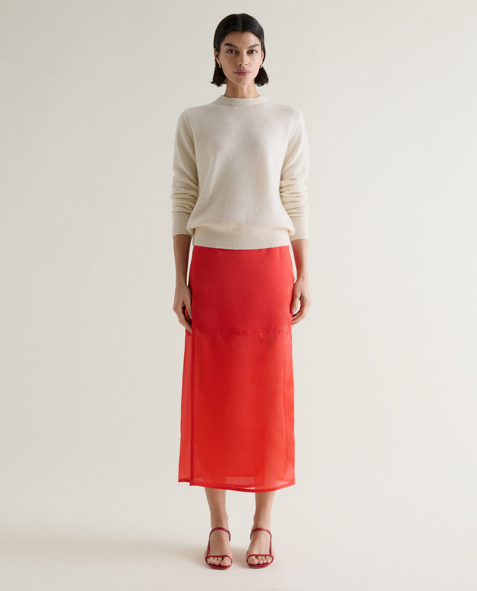 Women's Silk Organza Panelled Skirt - Red