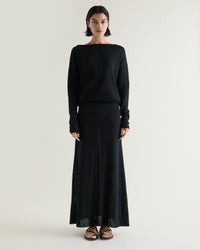 Women's Paper Yarn Knit Skirt - Black
