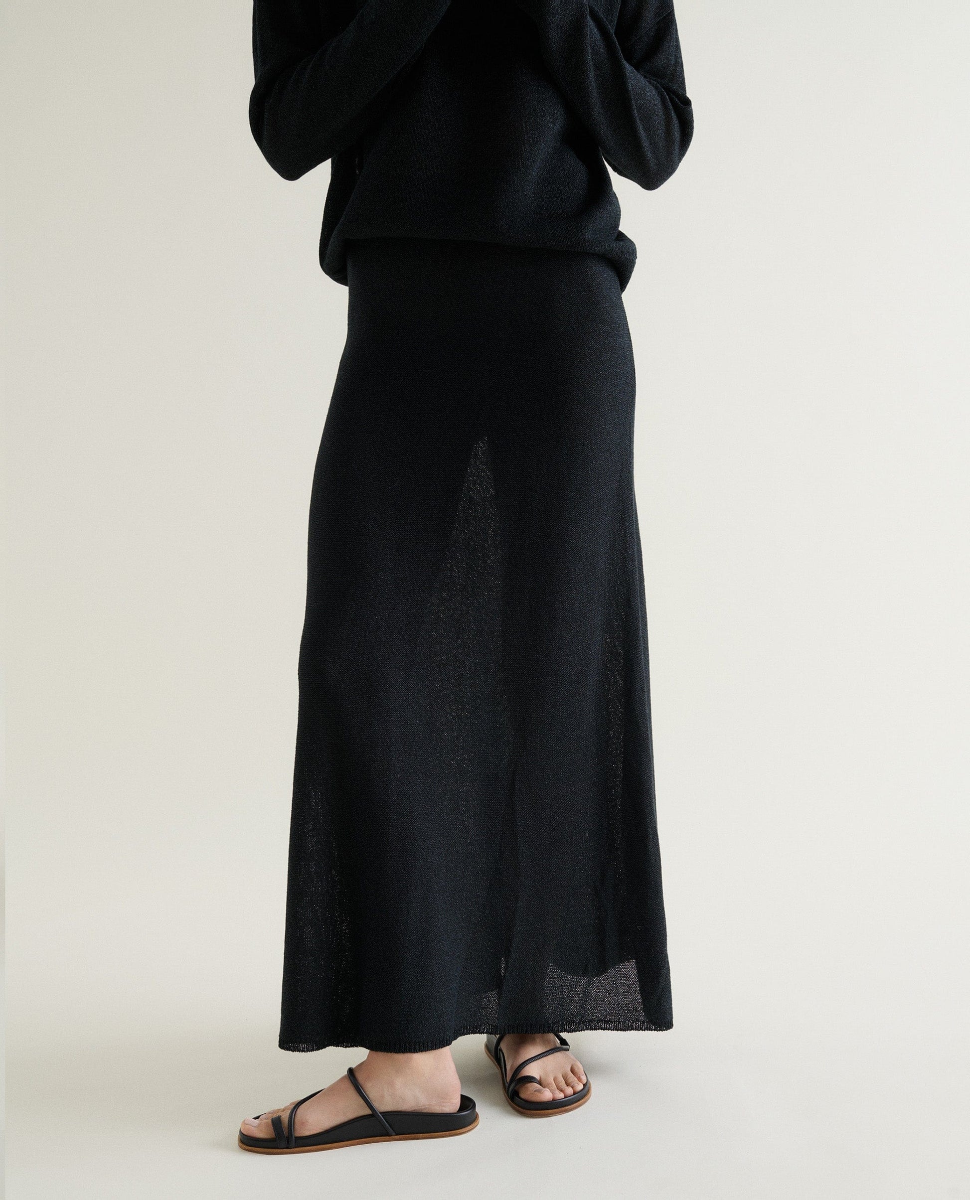 Women's Cotton Bouclé Knit Skirt - Black