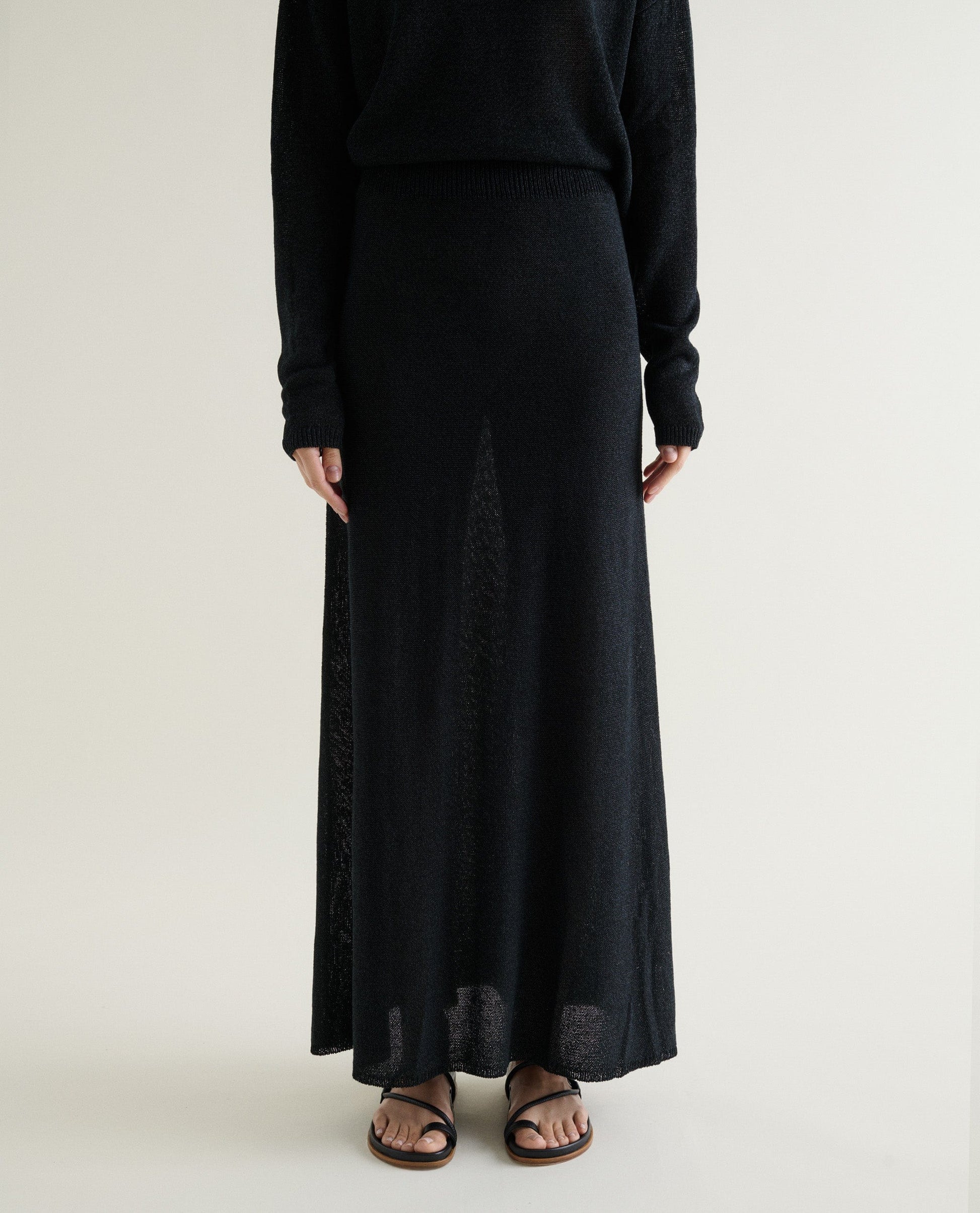 Women's Cotton Bouclé Knit Skirt - Black