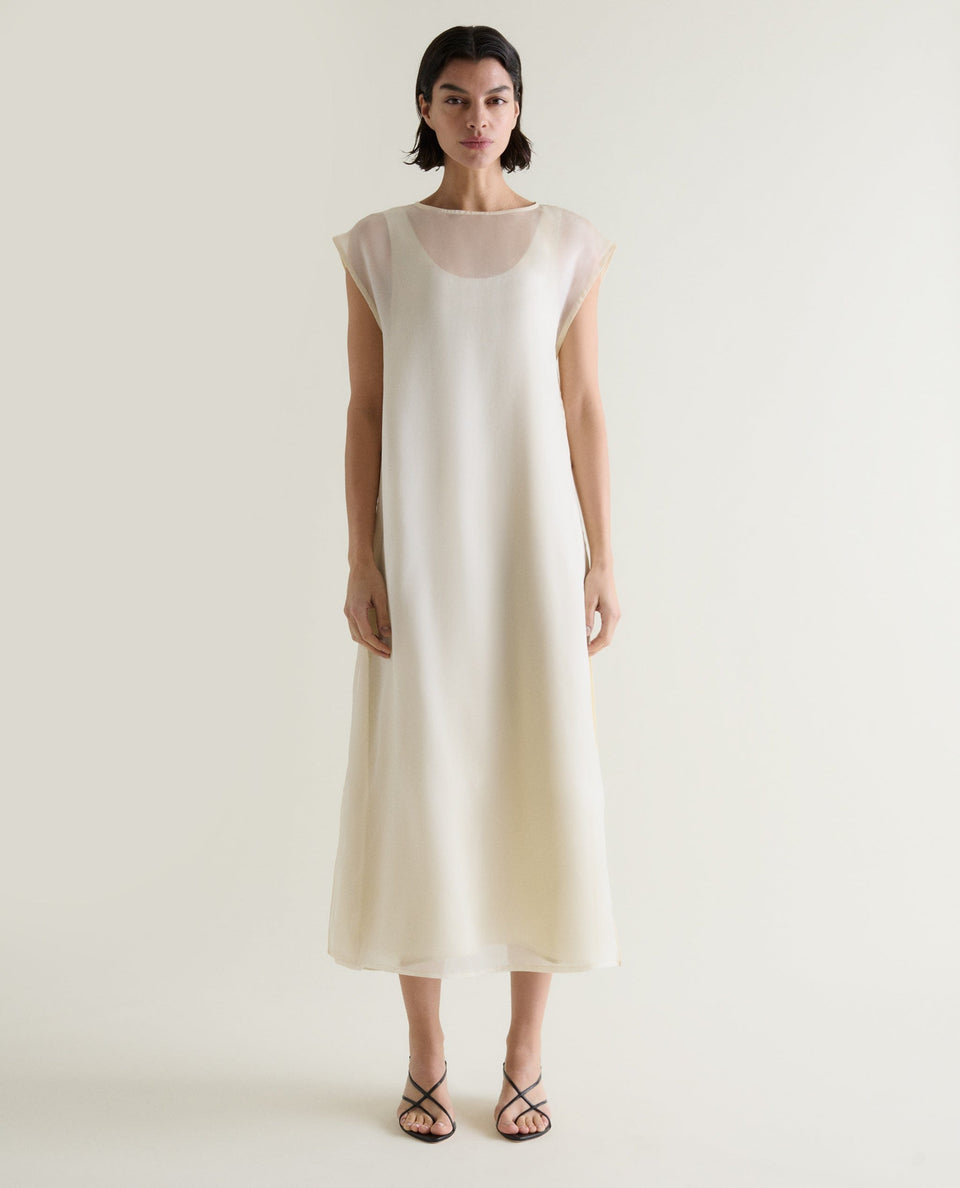 Women's Silk Organza Layered Dress - Shell
